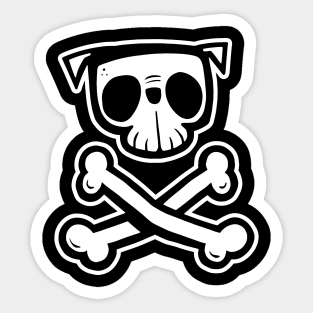 Pug Dog Skull and Crossbones Sticker